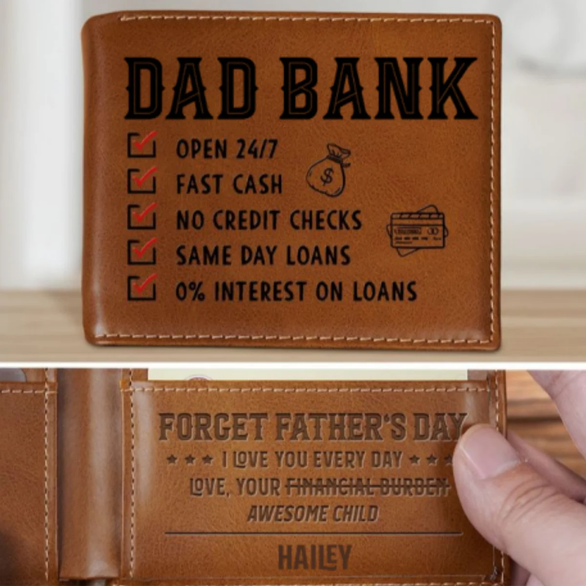 Love You Every Day - Personalized Custom Printed Men Leather Wallet - Image 7