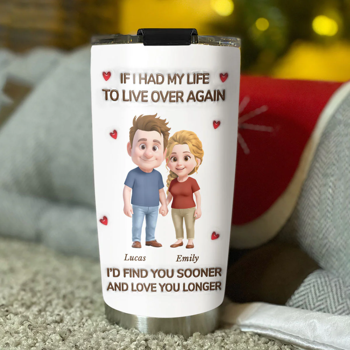 Love You For Life - Personalized Custom 3D Inflated Effect Tumbler - Image 5