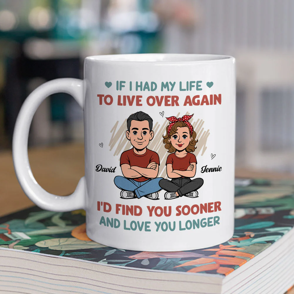 Love You For Life Retro - Personalized Custom Coffee Mug - Image 2