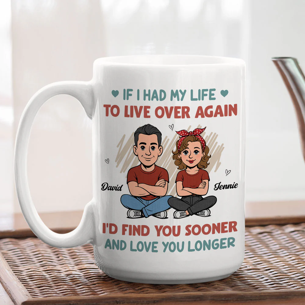 Love You For Life Retro - Personalized Custom Coffee Mug - Image 3