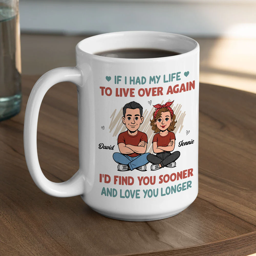 Love You For Life Retro - Personalized Custom Coffee Mug - Image 4
