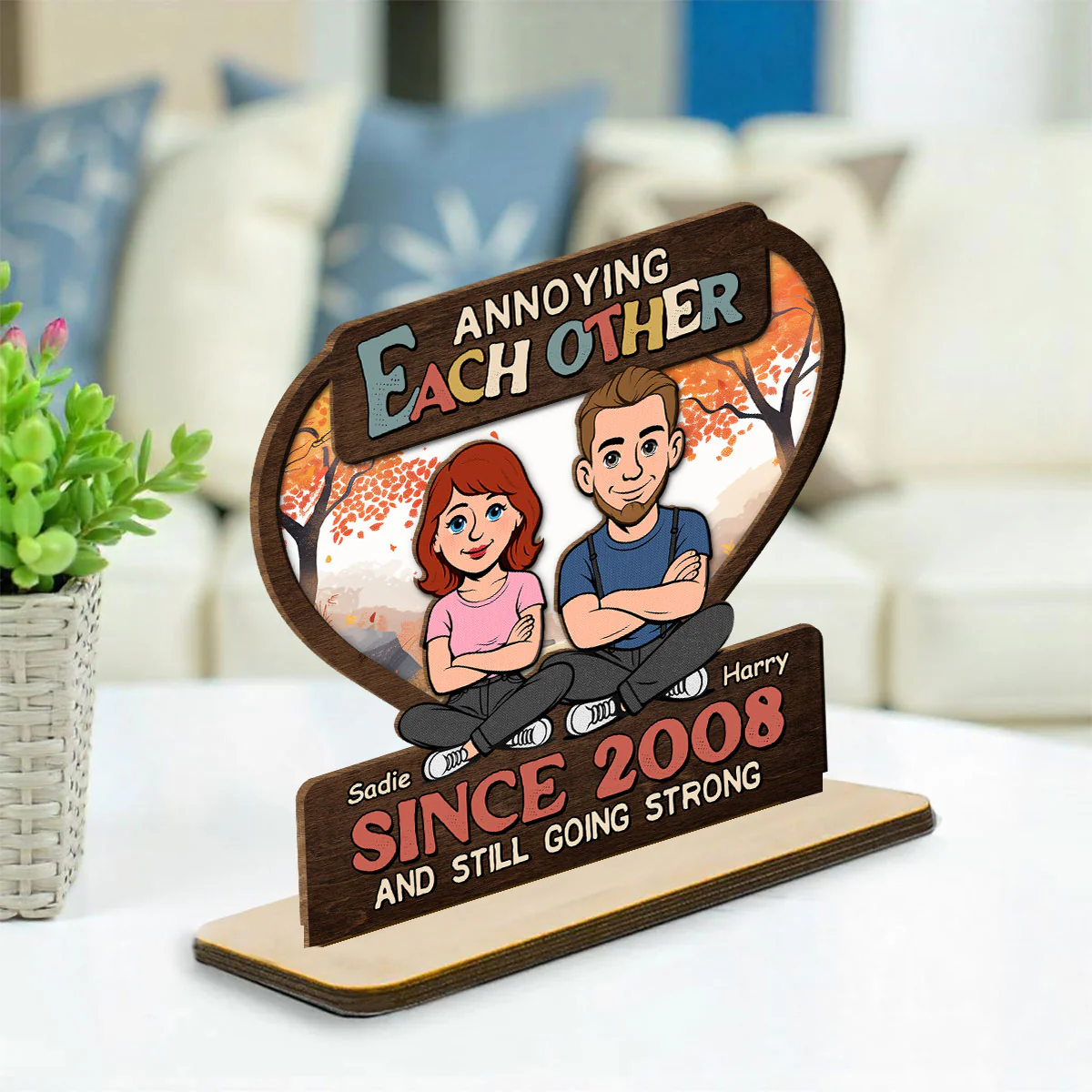 Love You Forever - Personalized Custom 2-Layer Wood Plaque With Flat Base - Image 3
