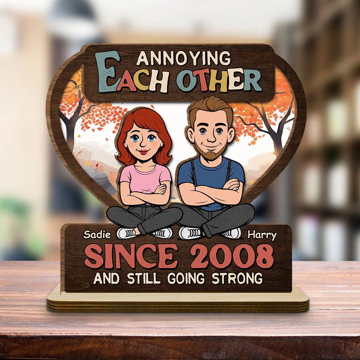 Love You Forever - Personalized Custom 2-Layer Wood Plaque With Flat Base - Image 4