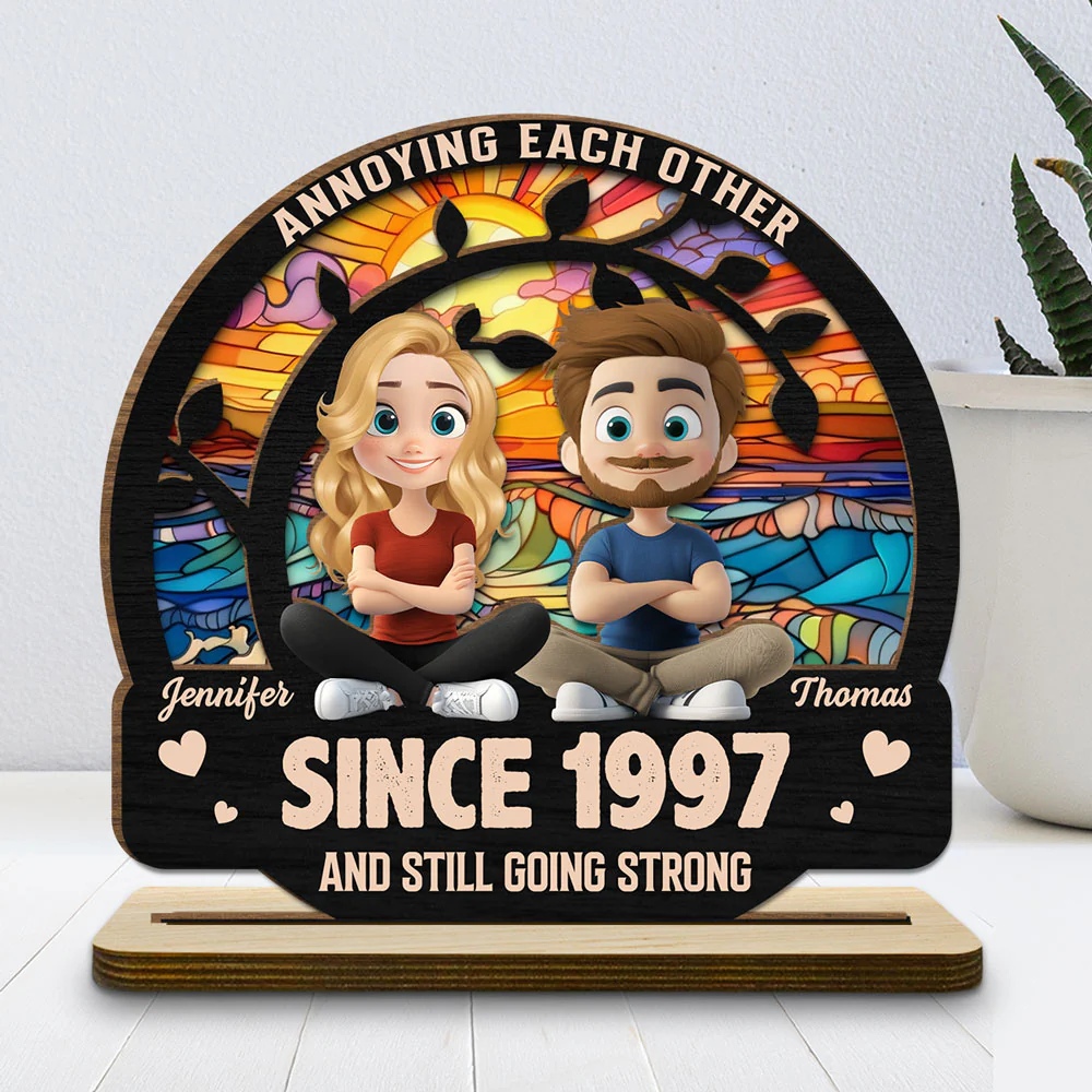 Love You Forever - Personalized Custom 2-Layer Wood Plaque With Flat Base - Image 2