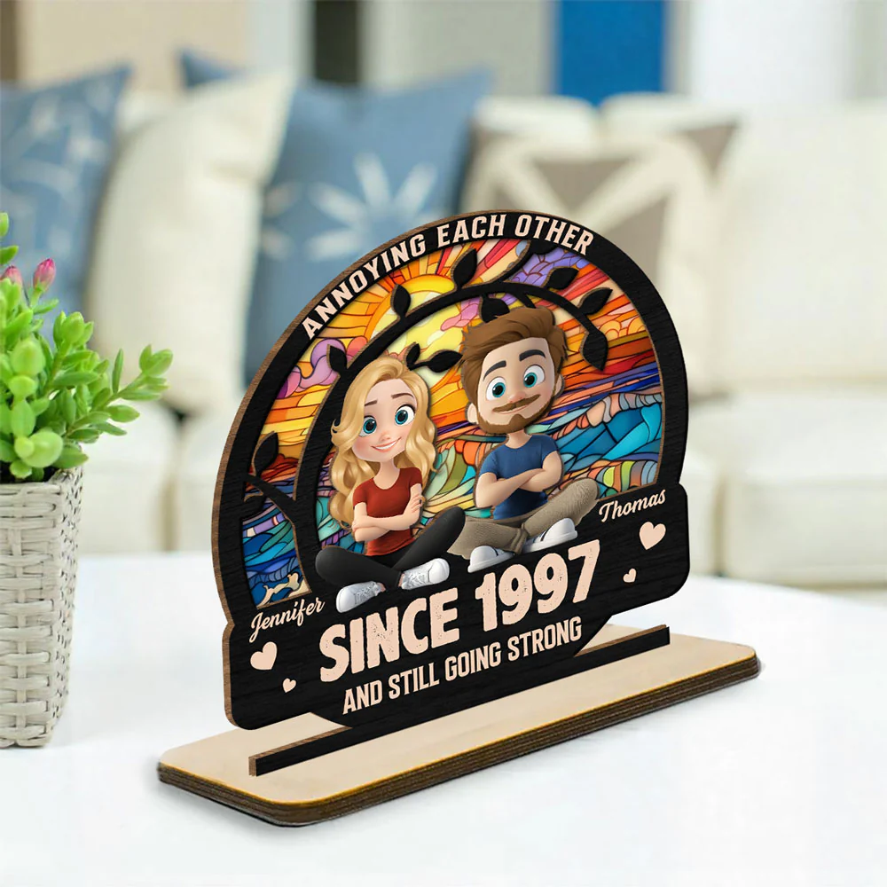 Love You Forever - Personalized Custom 2-Layer Wood Plaque With Flat Base - Image 3