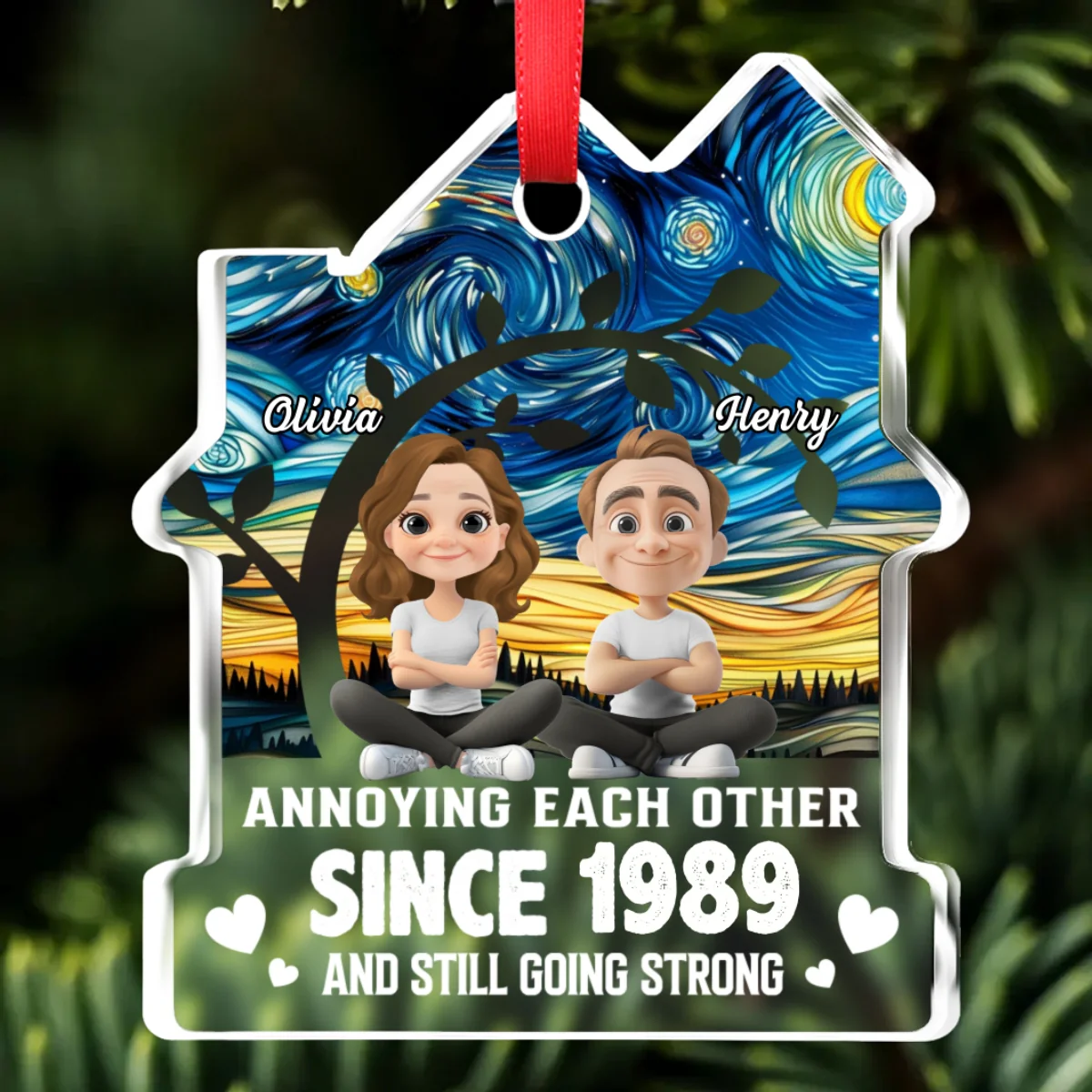 Love You Forever - Personalized Custom House Shaped Glass Ornament - Image 7