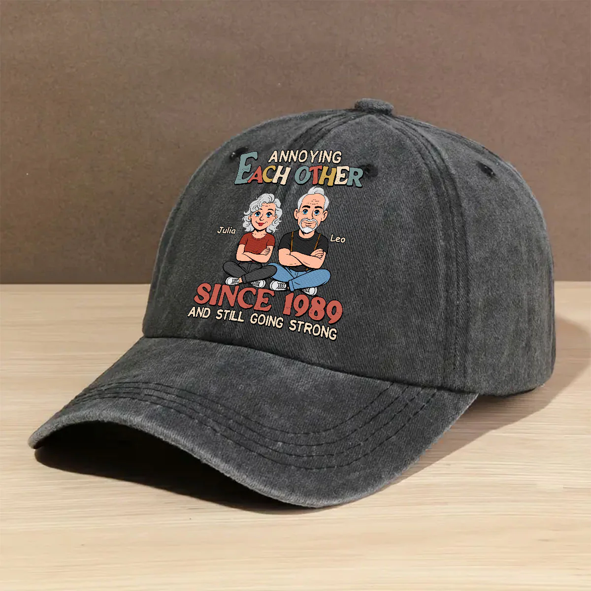 Love You Forever - Personalized Custom Vintage Washed Denim Cap - Image 2