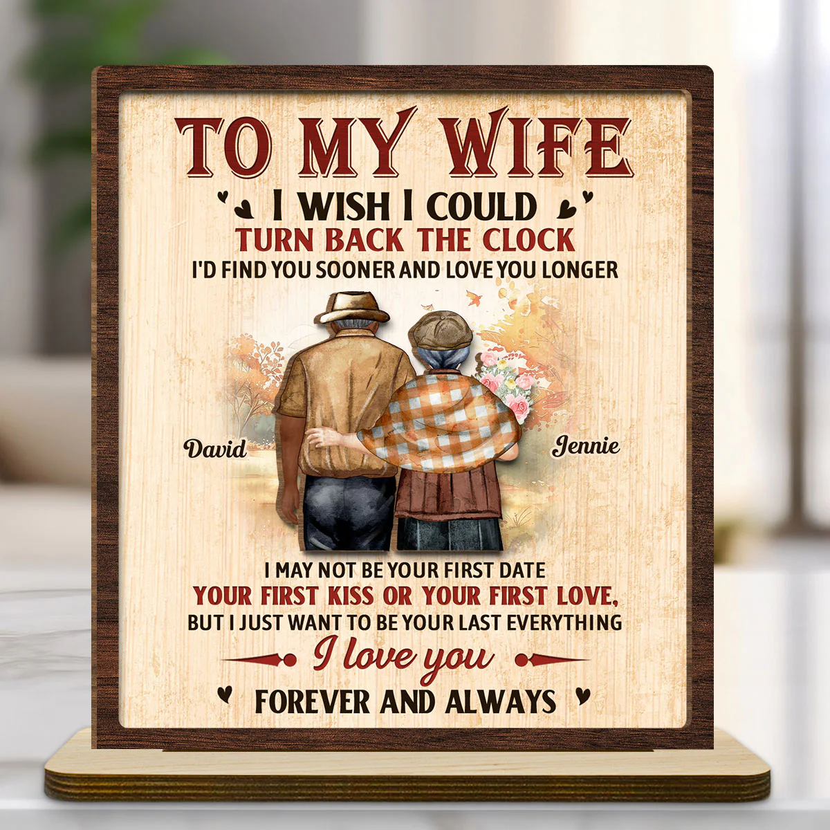 Love You Longer - Personalized Custom 2-Layer Wood Plaque With Flat Base