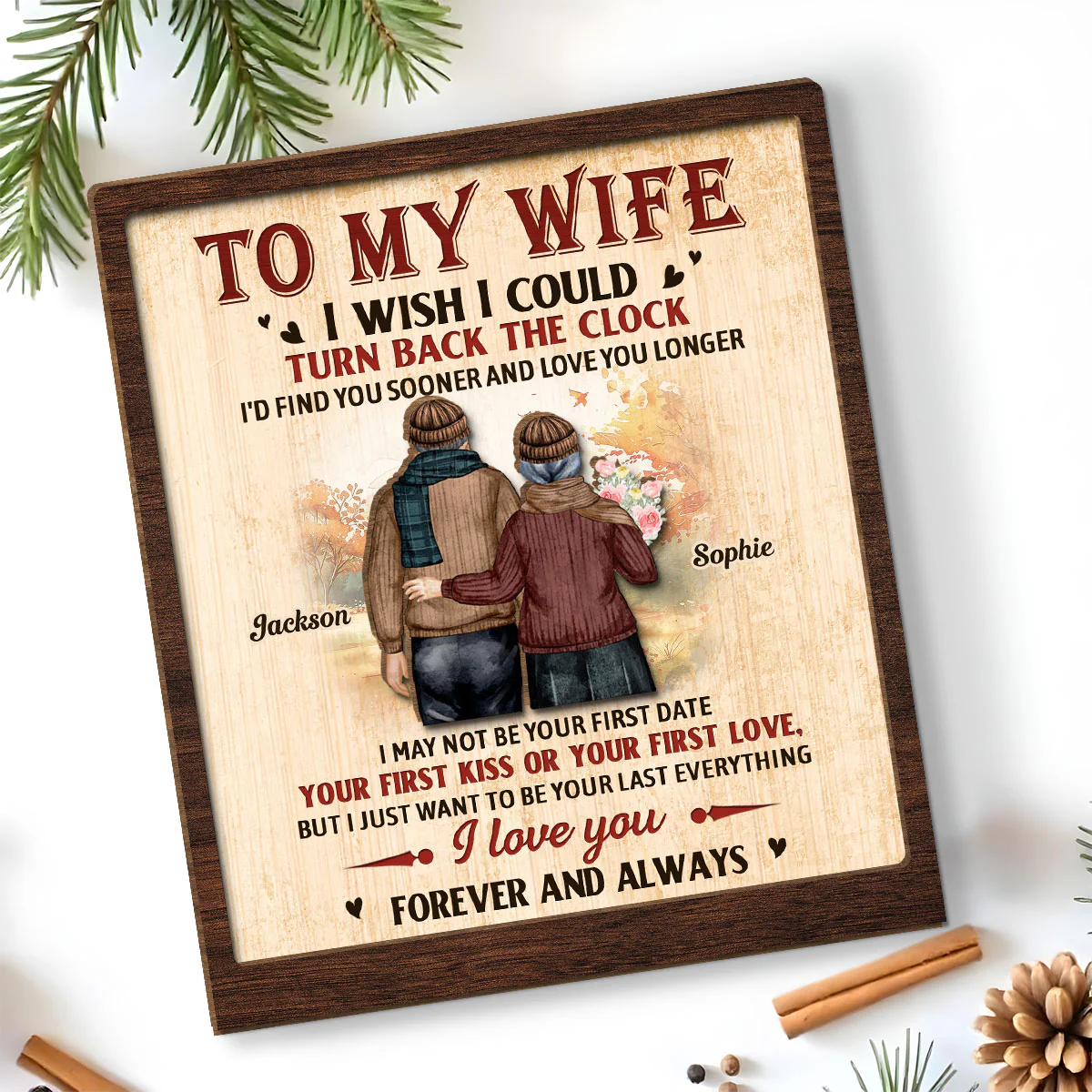 Love You Longer - Personalized Custom 2-Layer Wood Plaque With Flat Base - Image 5