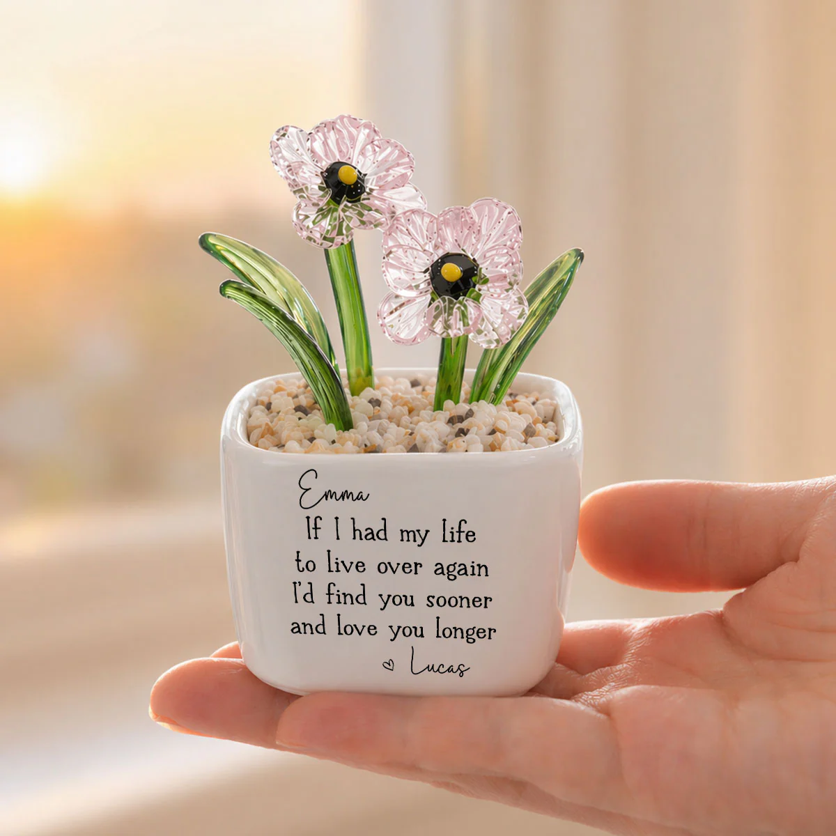 Love You Longer - Personalized Custom Glass Birth Month Flower - Image 4