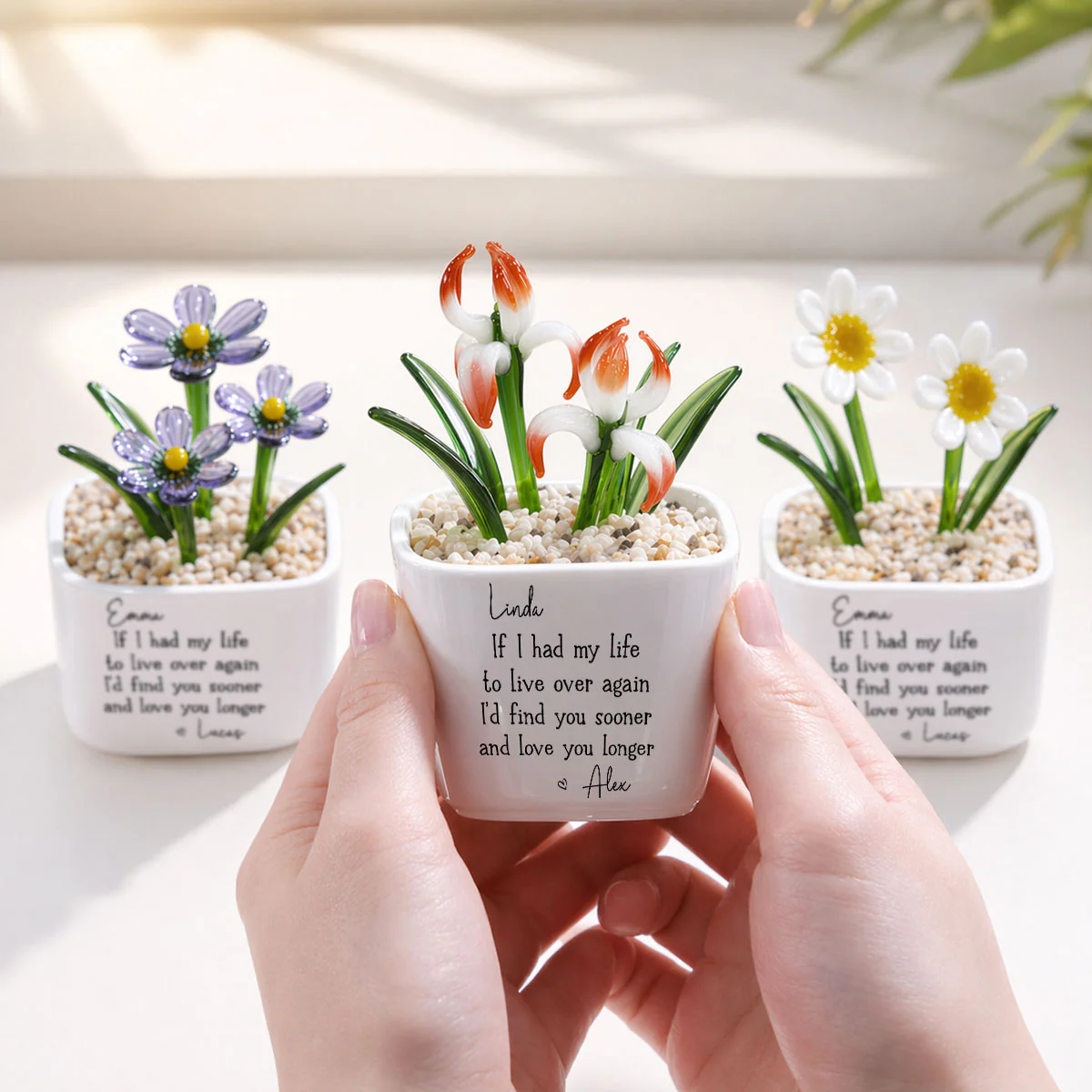 Love You Longer - Personalized Custom Glass Birth Month Flower - Image 5