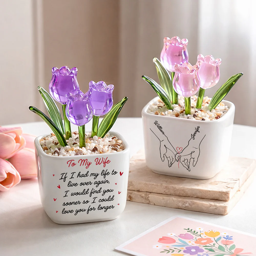 Love You Longer - Personalized Custom Glass Everlasting Tulips
