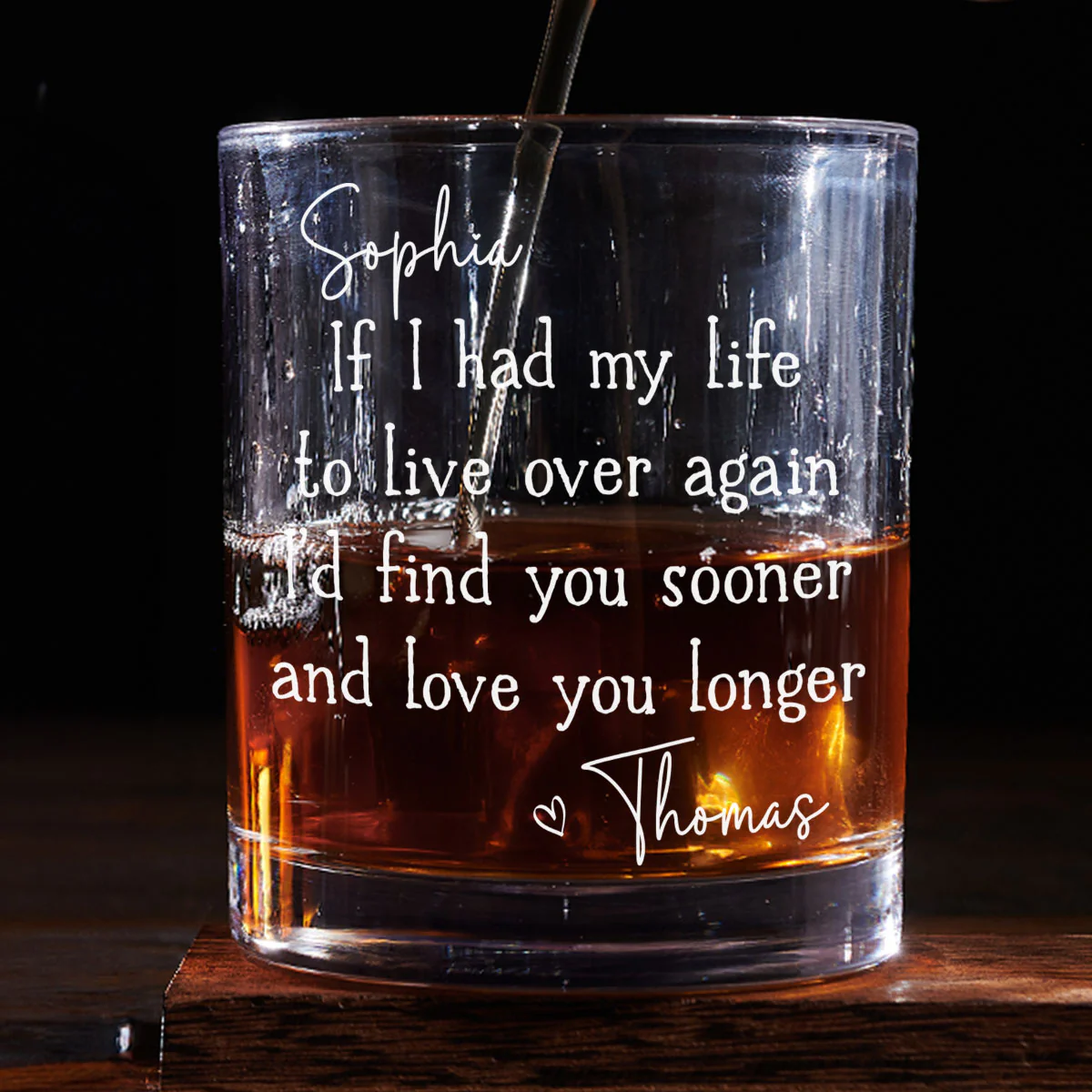 Love You Longer - Personalized Custom Whiskey Glass - Image 2