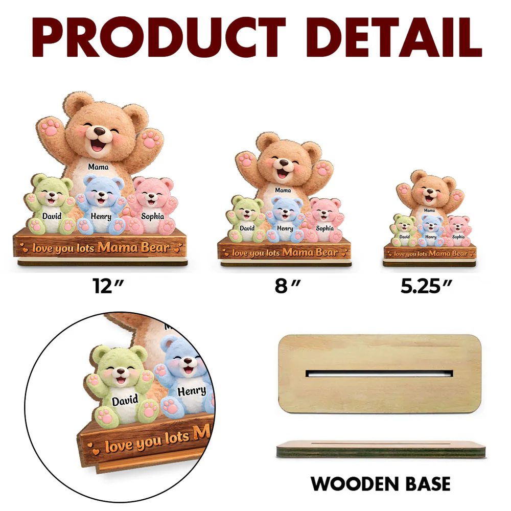 Love You Lots - Personalized Custom 2-Layer Wood Plaque With Flat Base - Image 4