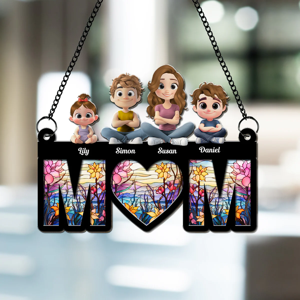 Love You Mom Grandma - Personalized Custom Suncatcher - Image 3