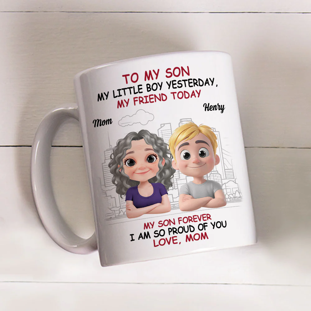 Love You More Each Day Son - Personalized Custom Coffee Mug - Image 3