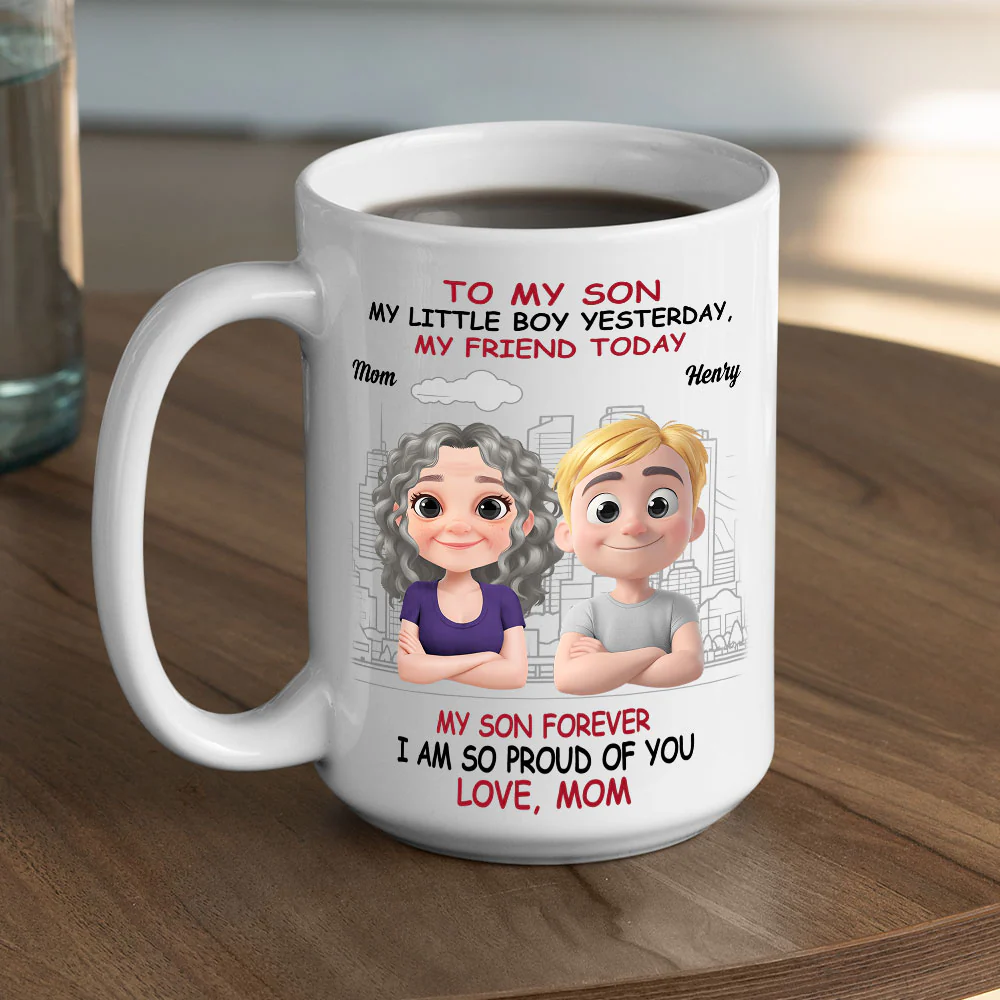 Love You More Each Day Son - Personalized Custom Coffee Mug - Image 5