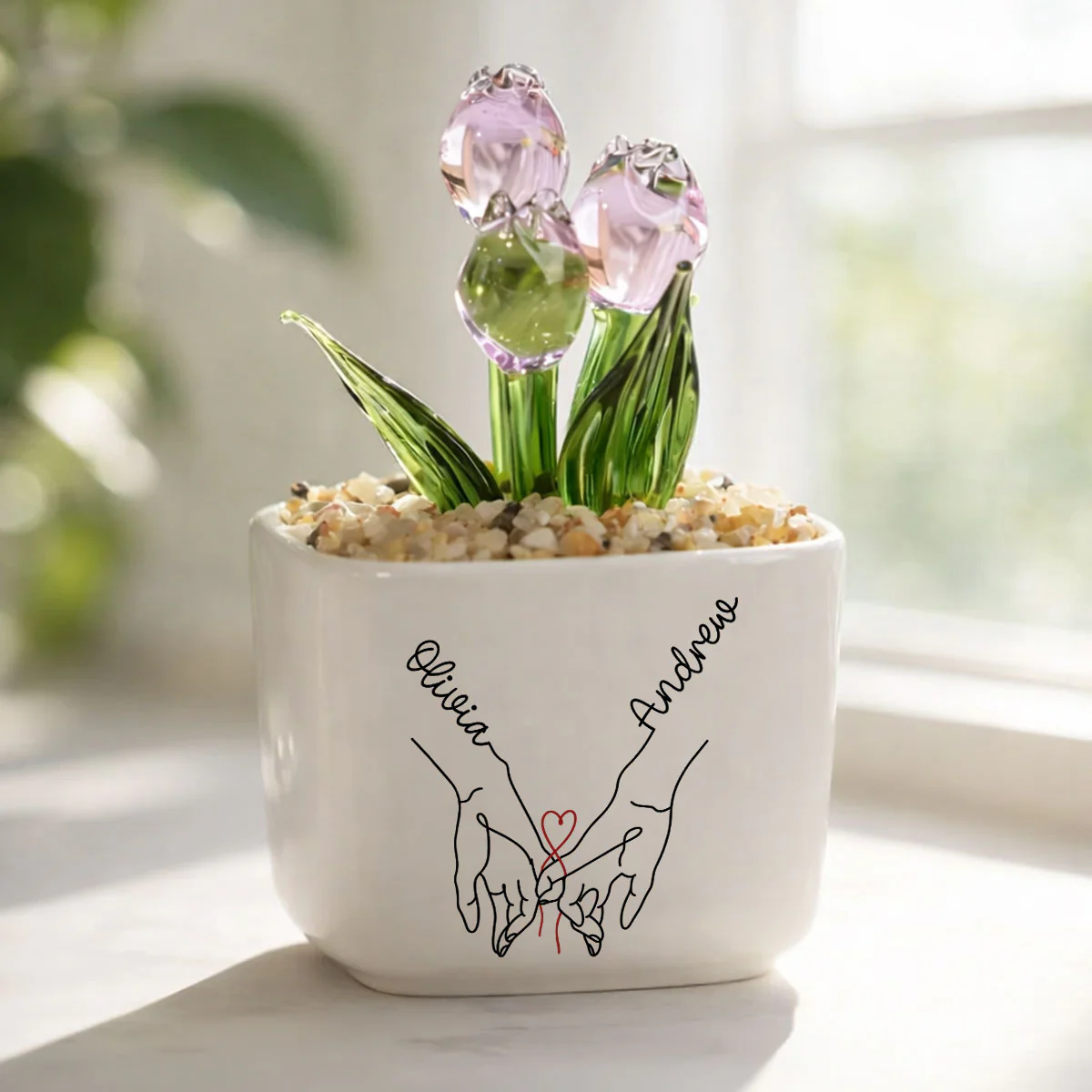 Love You My Wife - Personalized Custom Glass Everlasting Tulips - Image 4