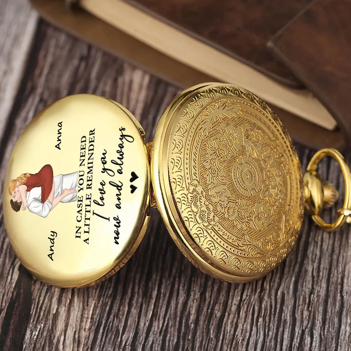 Love You Now And Always - Personalized Custom Print Pocket Watch - Image 2