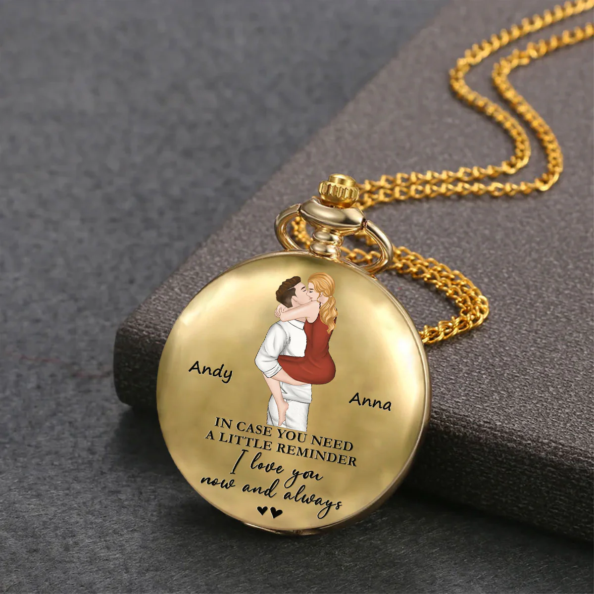 Love You Now And Always - Personalized Custom Print Pocket Watch - Image 3