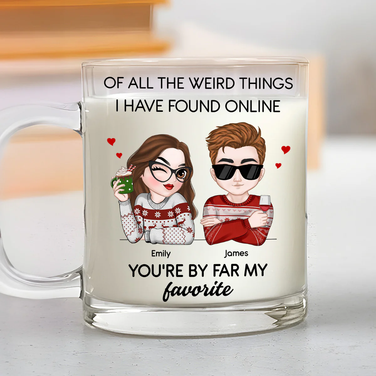 Love You - Personalized Custom Glass Mug - Image 3