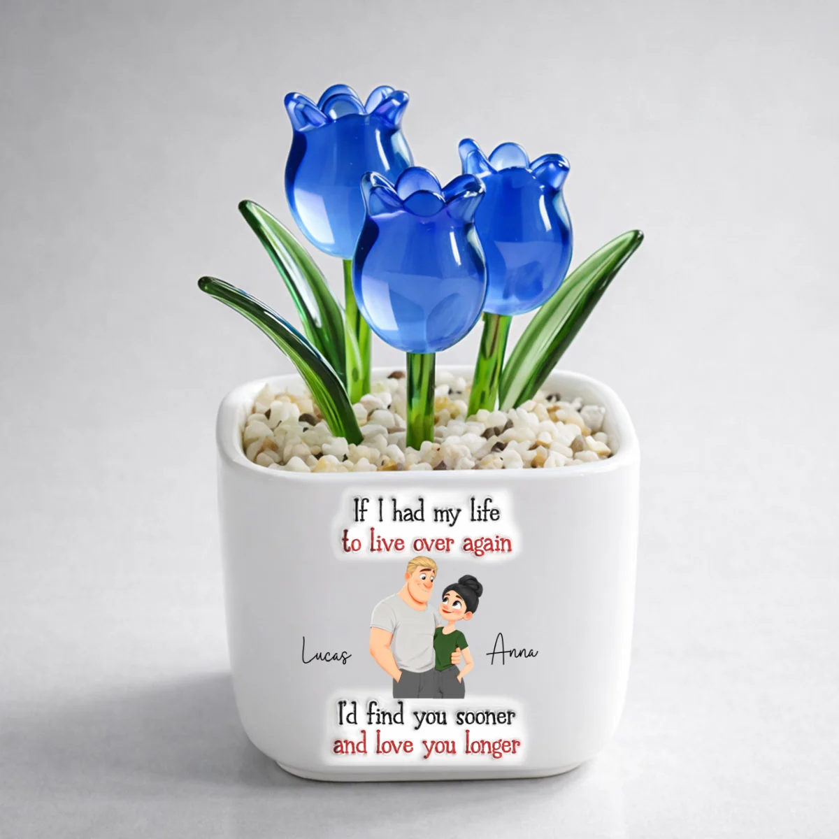 Love You So Much - Personalized Custom 3D Inflated Effect Glass Everlasting Tulips - Image 6
