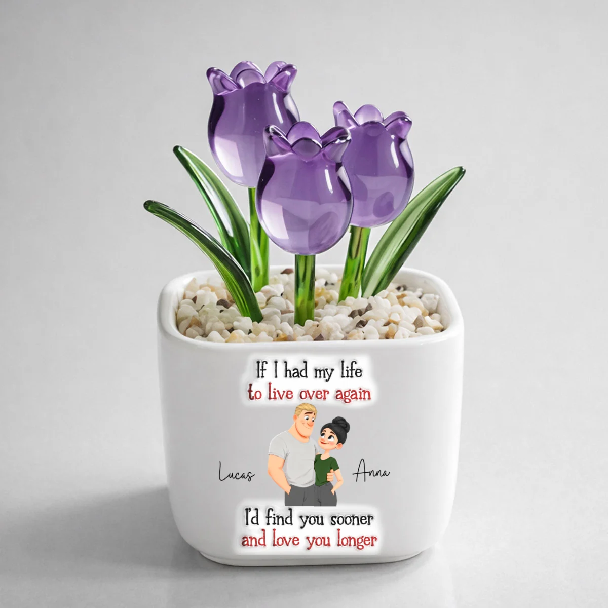 Love You So Much - Personalized Custom 3D Inflated Effect Glass Everlasting Tulips - Image 8