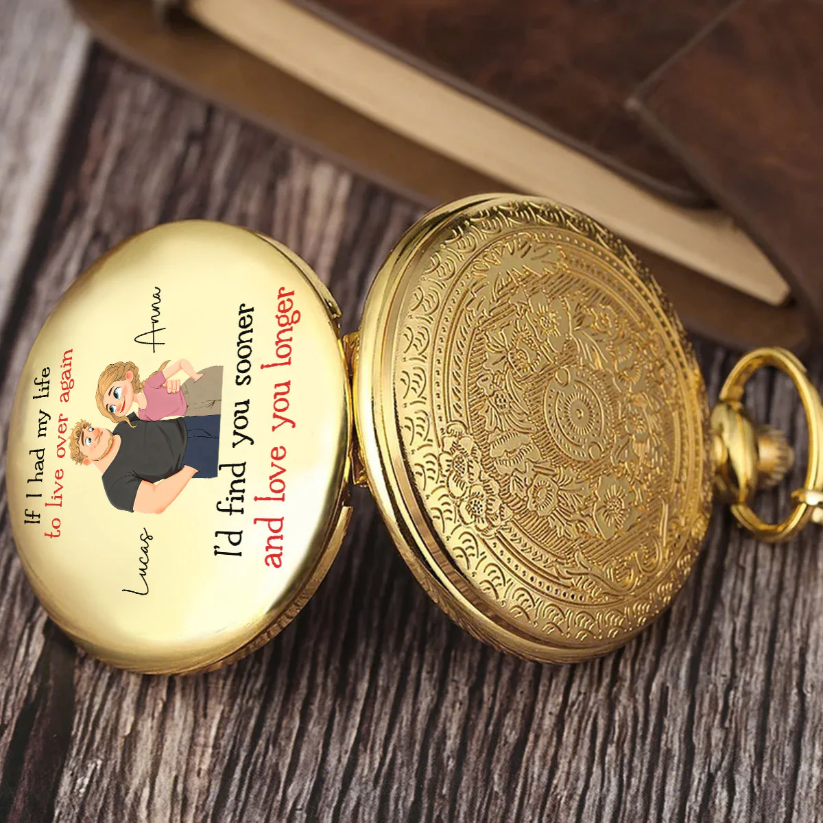 Love You So Much - Personalized Custom Print Pocket Watch - Image 2