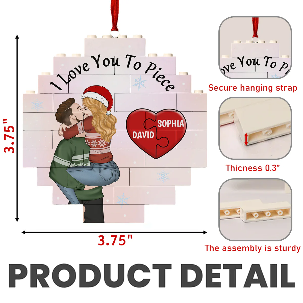 Love You To Piece - Personalized Custom Puzzle Ornament - Image 5