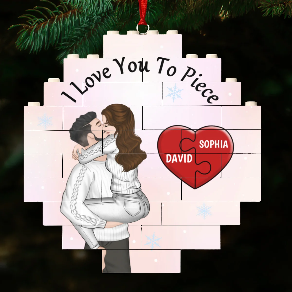 Love You To Piece - Personalized Custom Puzzle Ornament - Image 6