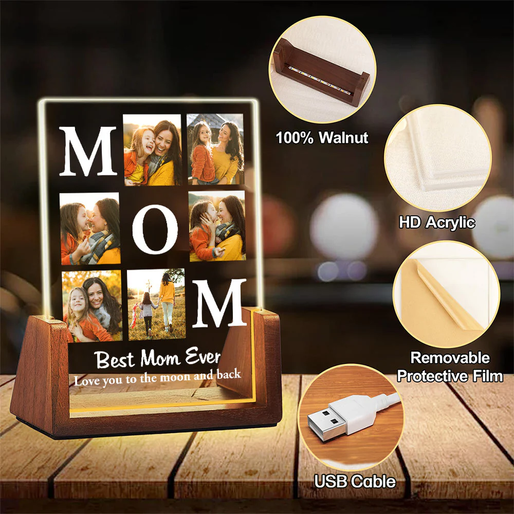 Love You To The Moon And Back - Personalized Custom Plaque With Walnut Base - Image 2