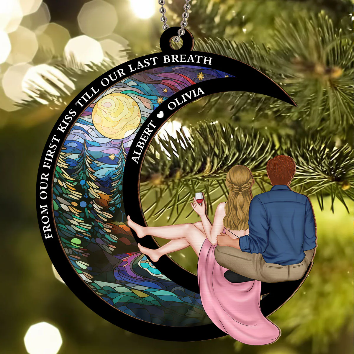 Love You To The Moon And Back - Personalized Custom Suncatcher Ornament - Image 4