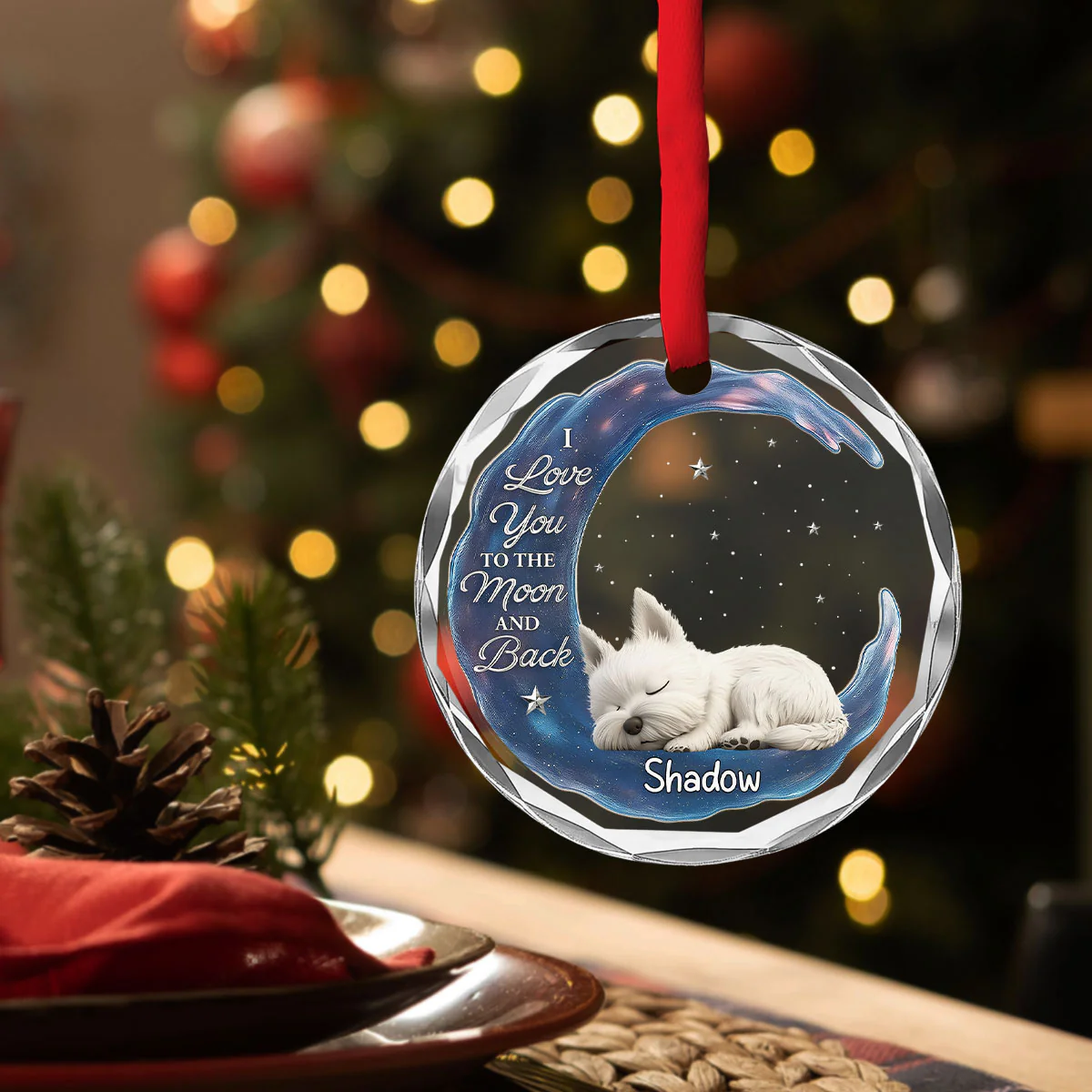 Love You To The Moon - Personalized Custom Glass Ornament - Image 3