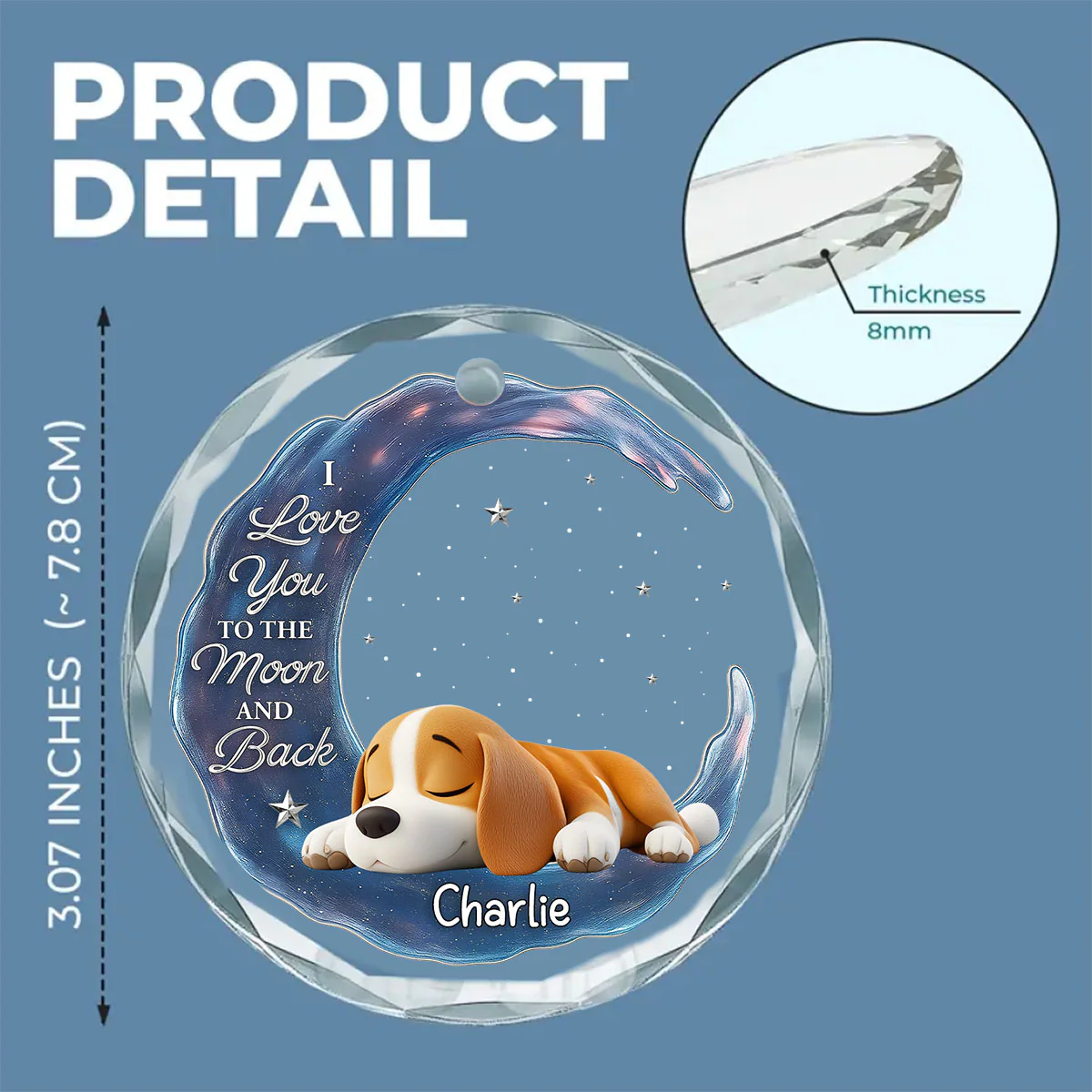 Love You To The Moon - Personalized Custom Glass Ornament - Image 5