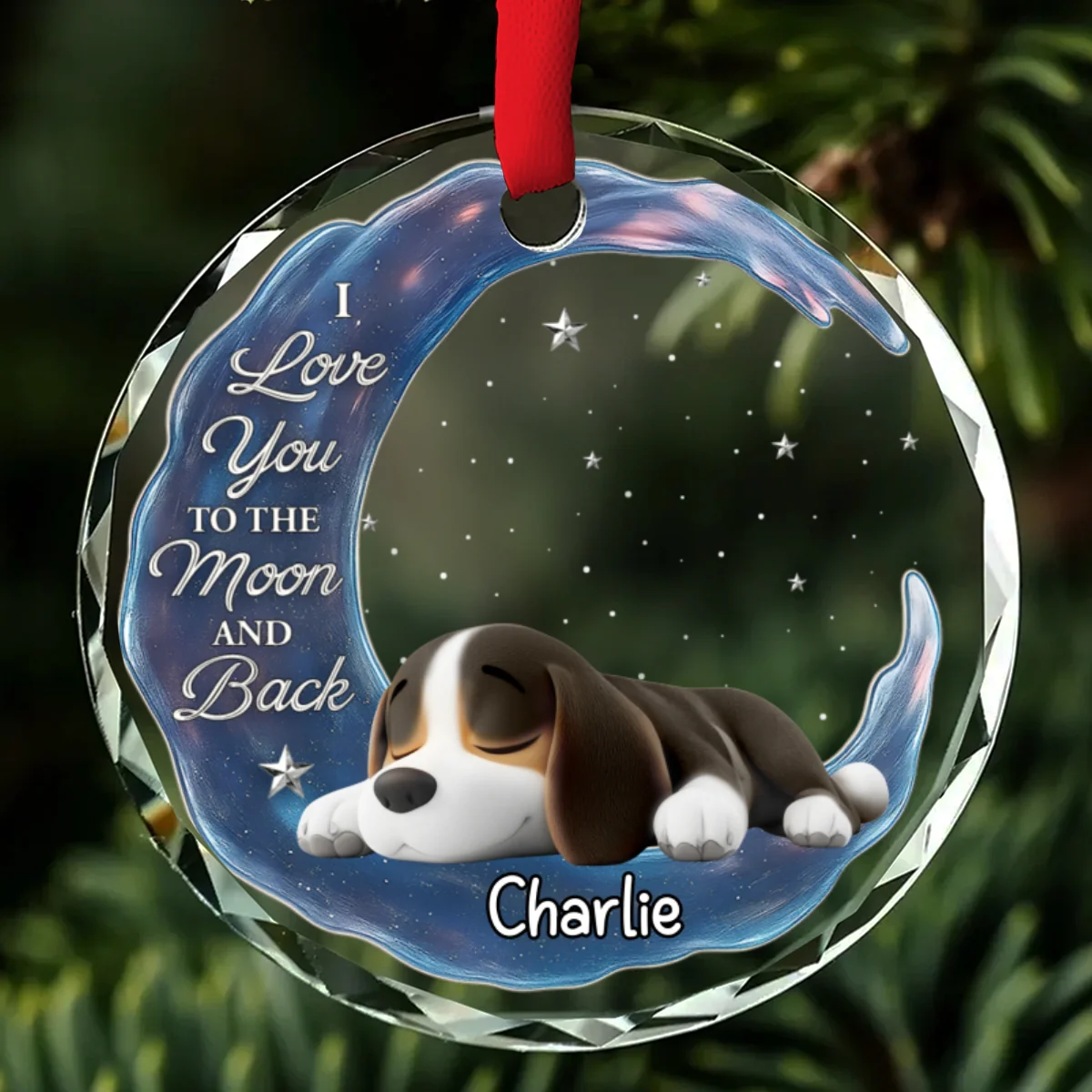 Love You To The Moon - Personalized Custom Glass Ornament - Image 6