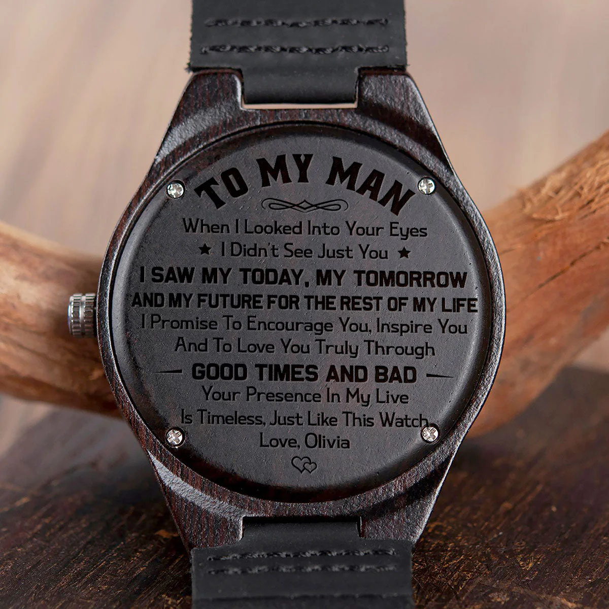 Love You Truly Through - Personalized Custom Wood Watch - Image 6