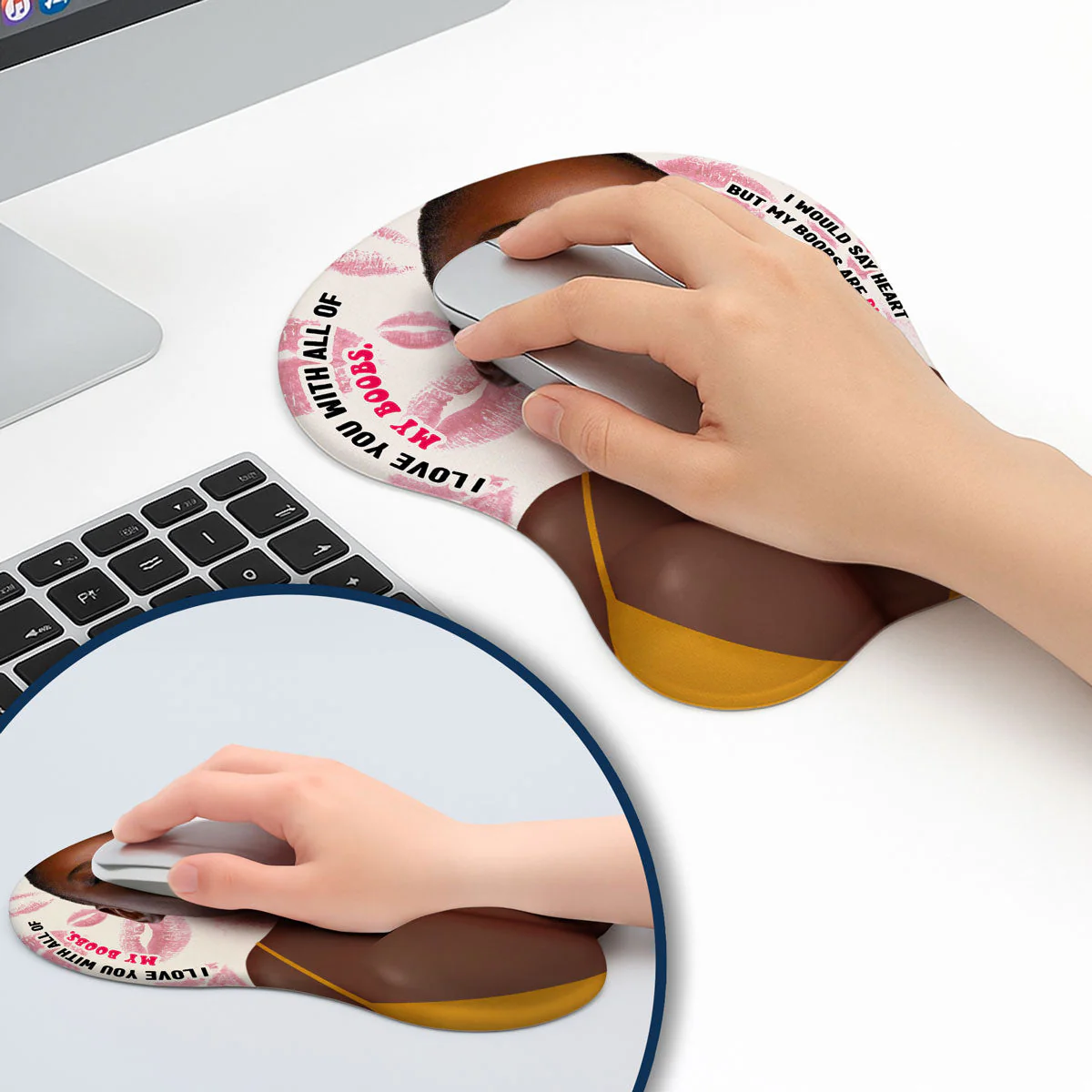 Love You With All Of My Heart Custom Face - Personalized Custom 3D Mouse Pad - Image 3