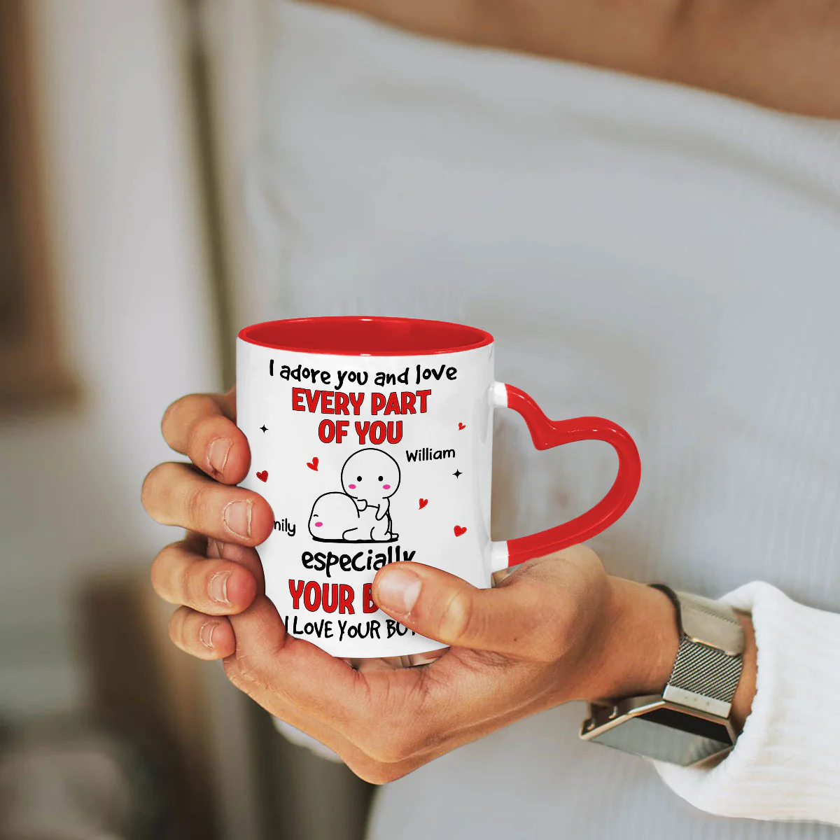 Love Your Butt - Personalized Custom Heart Handle Mug - Image 3
