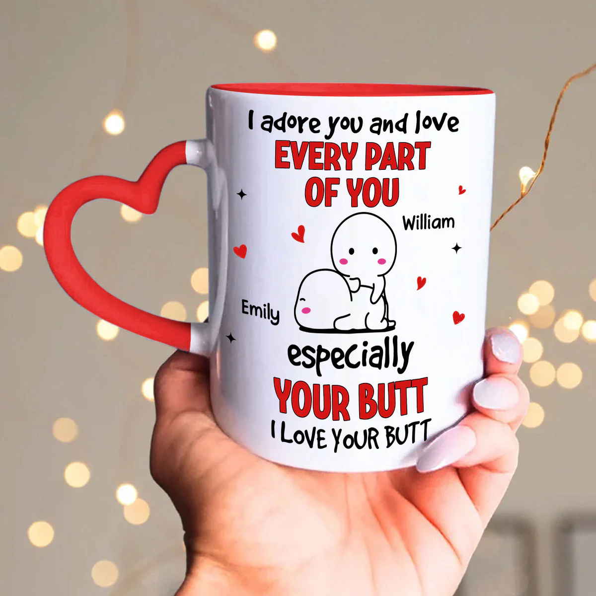 Love Your Butt - Personalized Custom Heart Handle Mug - Image 4