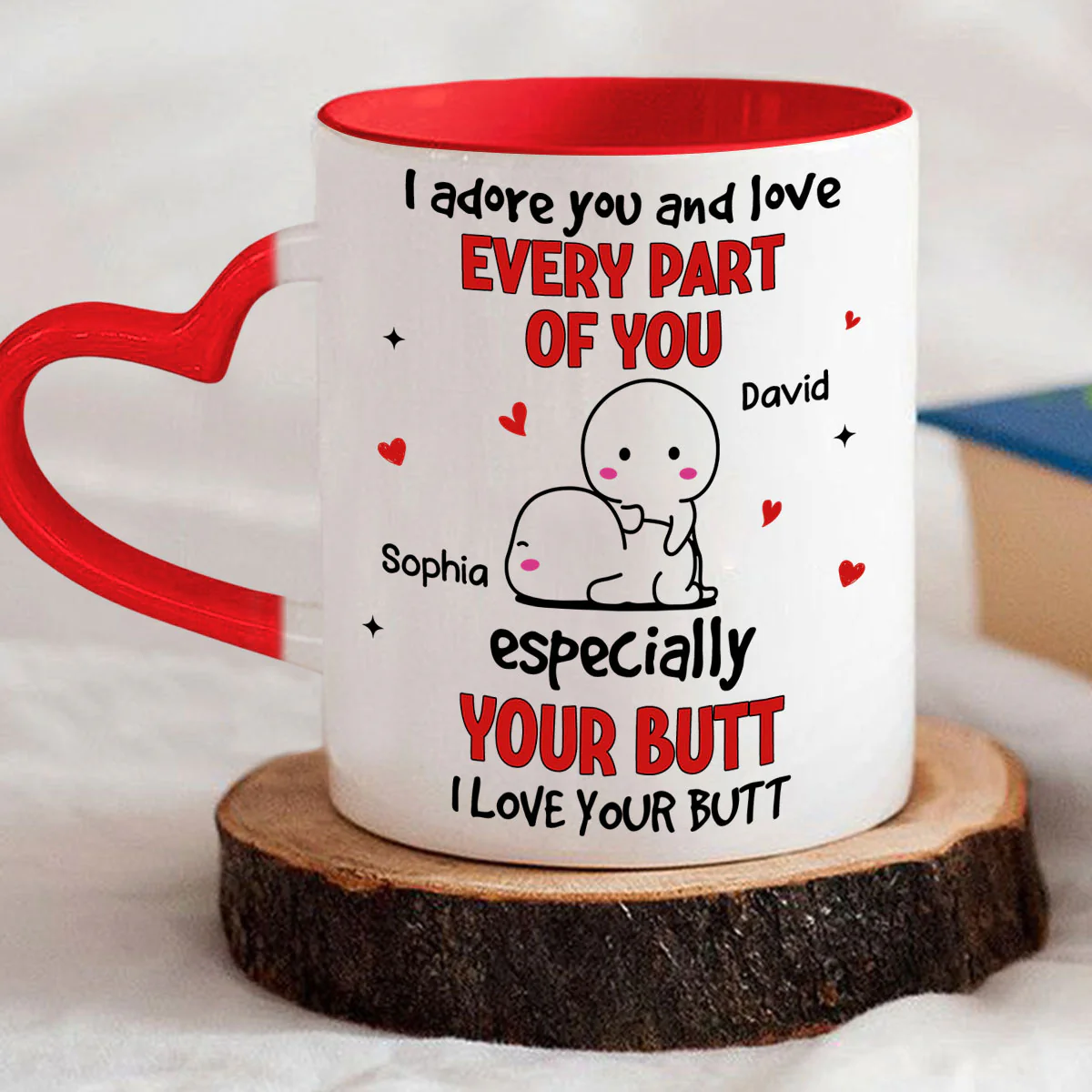 Love Your Butt - Personalized Custom Heart Handle Mug - Image 5