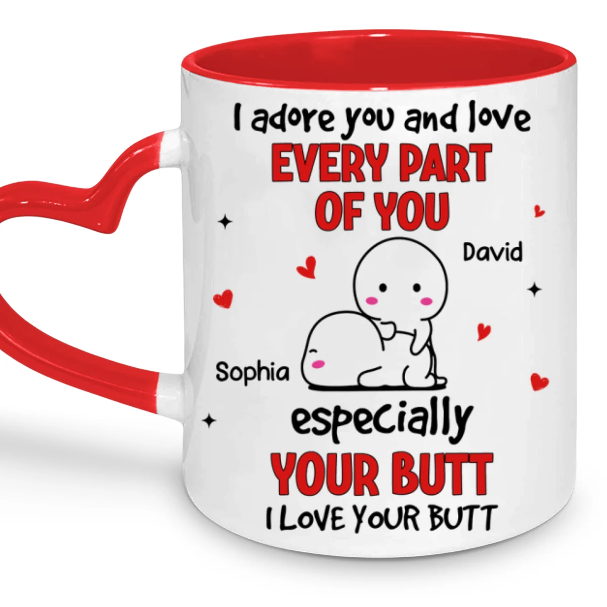 Love Your Butt - Personalized Custom Heart Handle Mug - Image 6