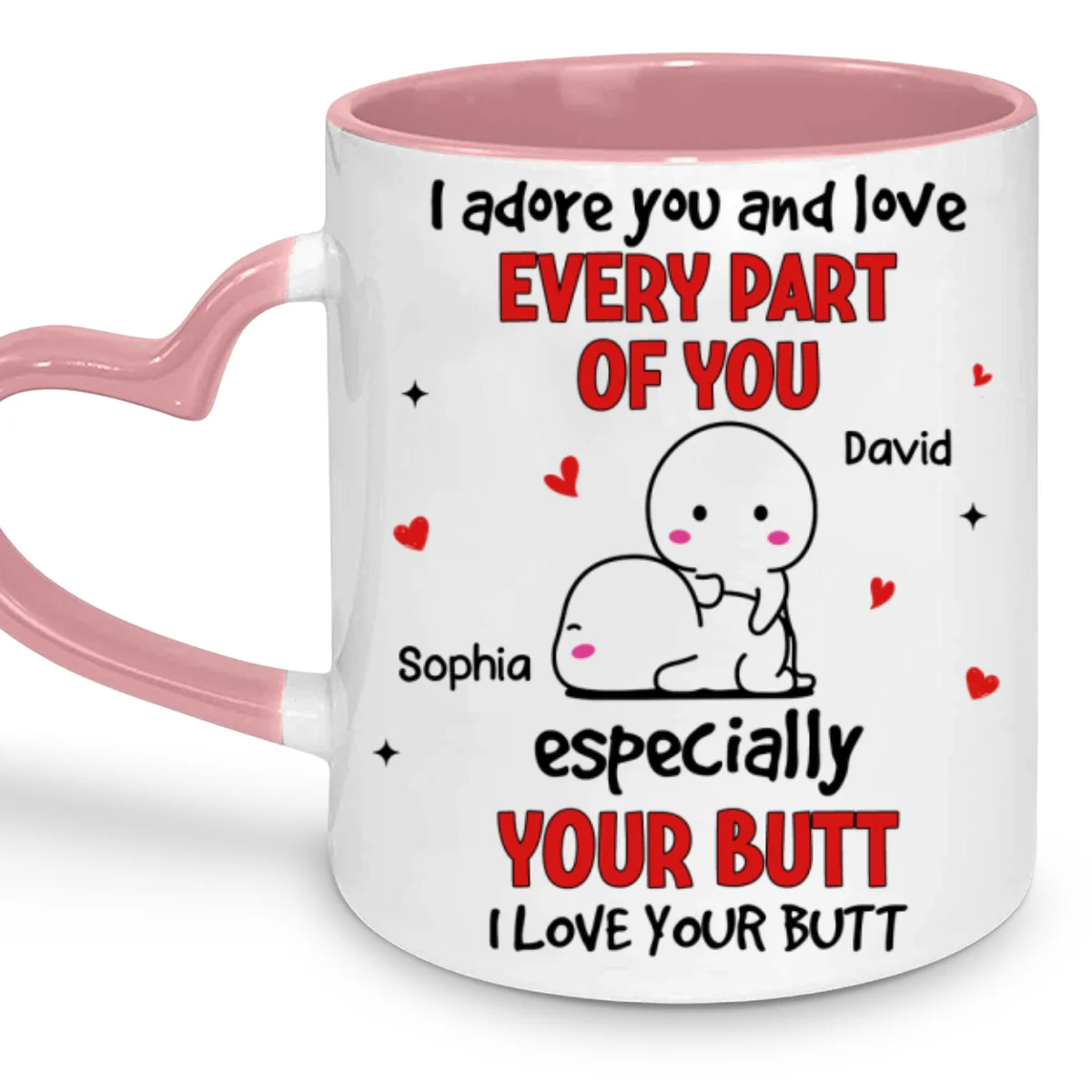 Love Your Butt - Personalized Custom Heart Handle Mug - Image 7
