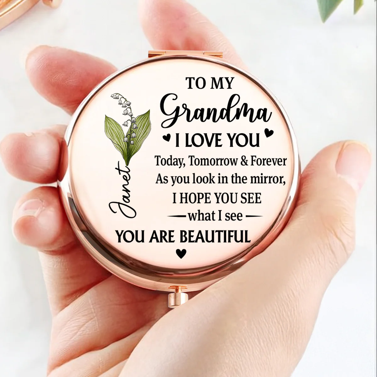 Loved Today Tomorrow Always Mom - Personalized Custom Compact Mirror - Image 4