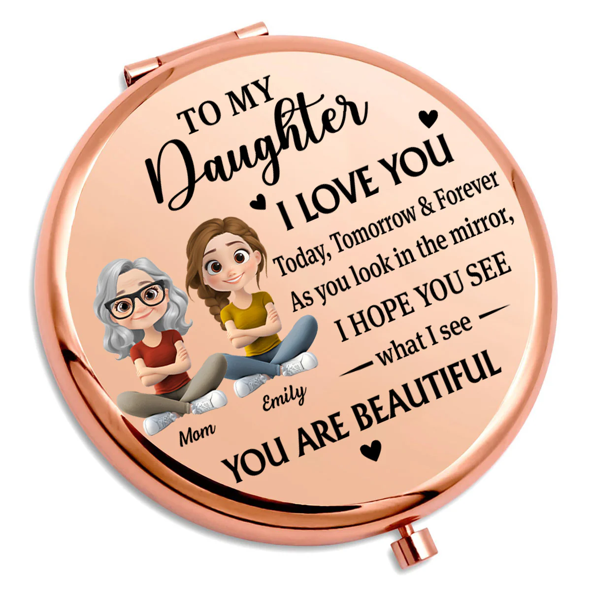 Loved Today Tomorrow Forever - Personalized Custom Compact Mirror