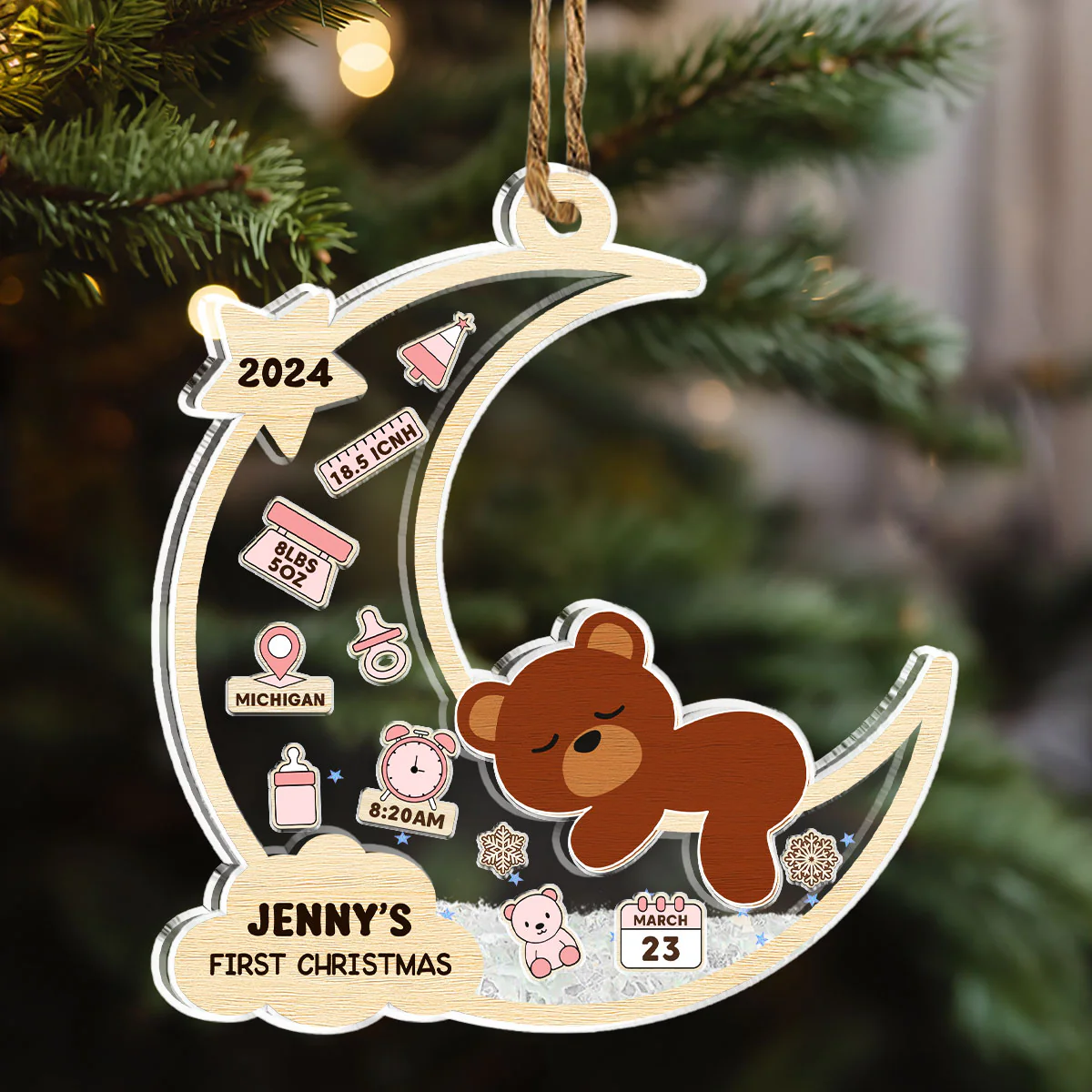 Lovely Baby Christmas - Personalized Custom Acrylic Shaker Ornament - Image 2