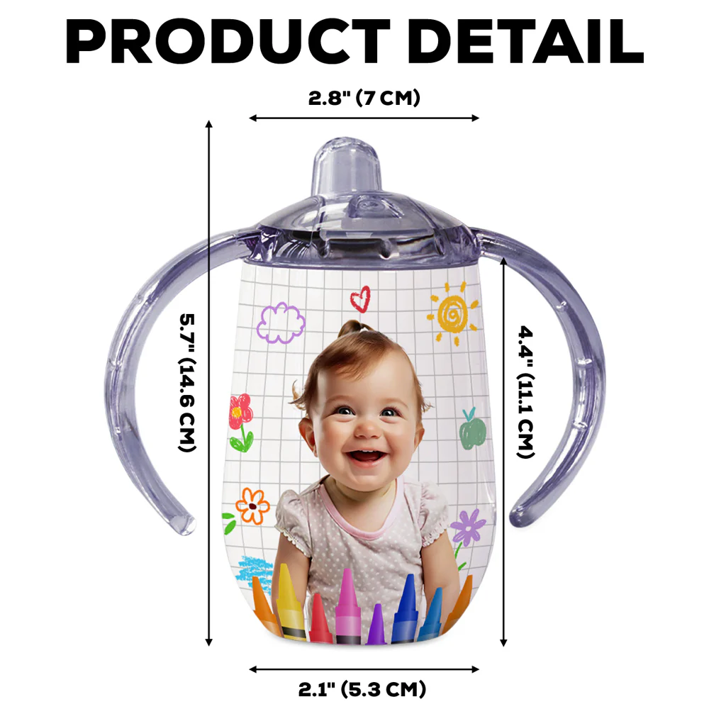 Lovely Baby Custom Photo - Personalized Custom Sippy Cup With Handles - Image 6