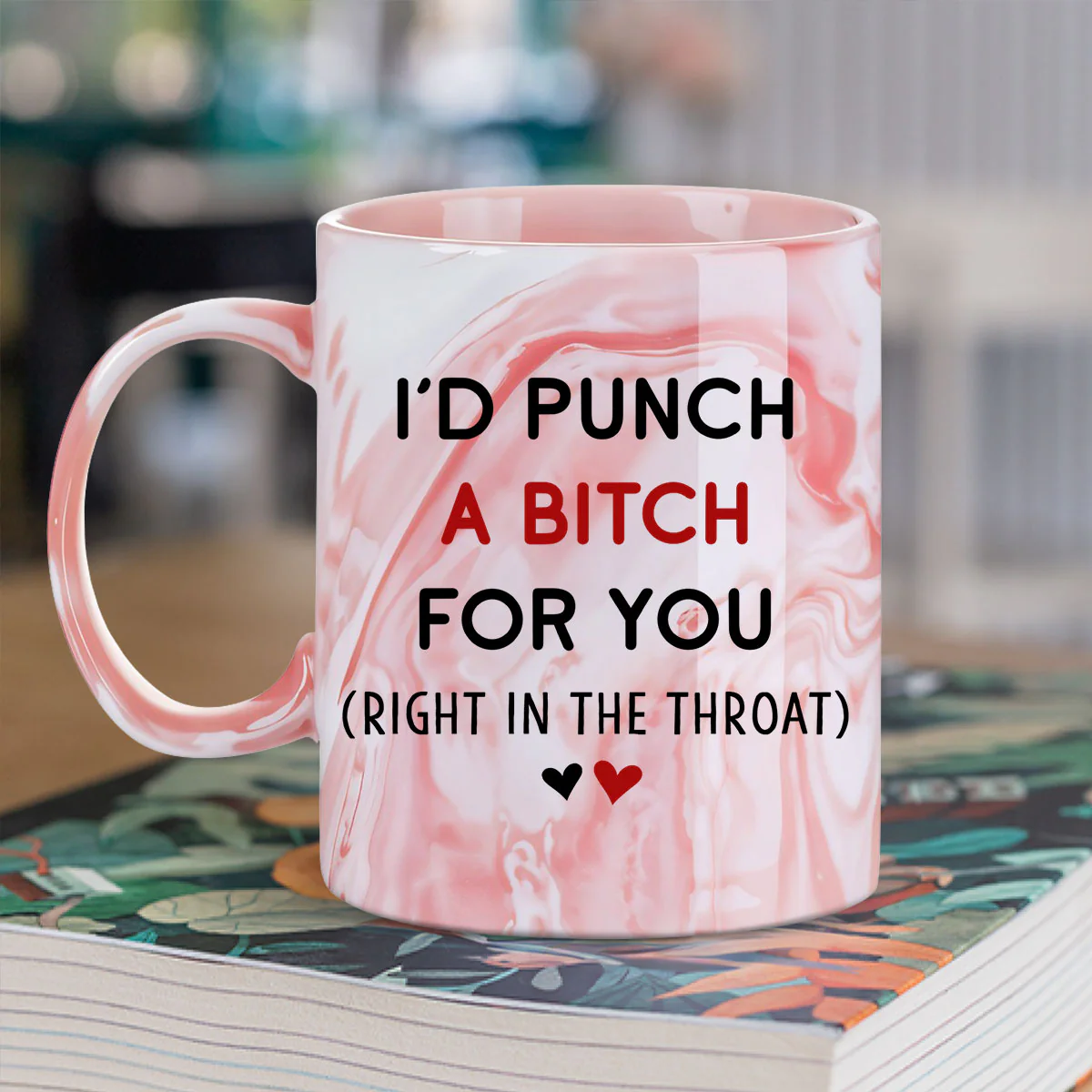 Lovely Besties - Personalized Custom Pink Marble Mug - Image 2