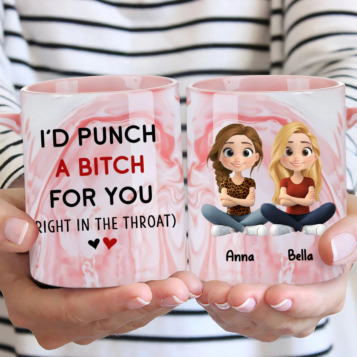 Lovely Besties - Personalized Custom Pink Marble Mug - Image 5