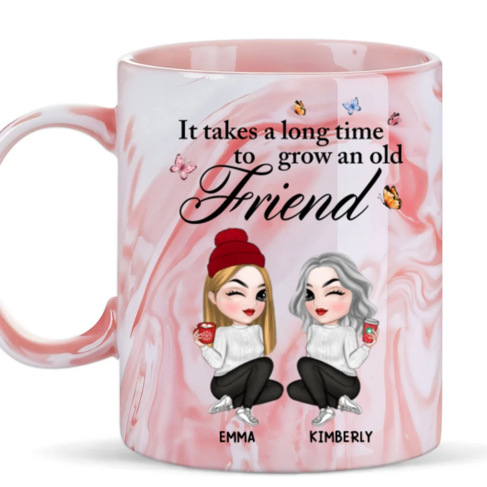 Lovely Besties - Personalized Custom Pink Marble Mug - Image 6