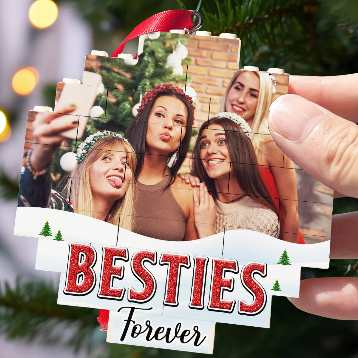 Lovely Besties - Personalized Custom Puzzle Ornament - Image 4